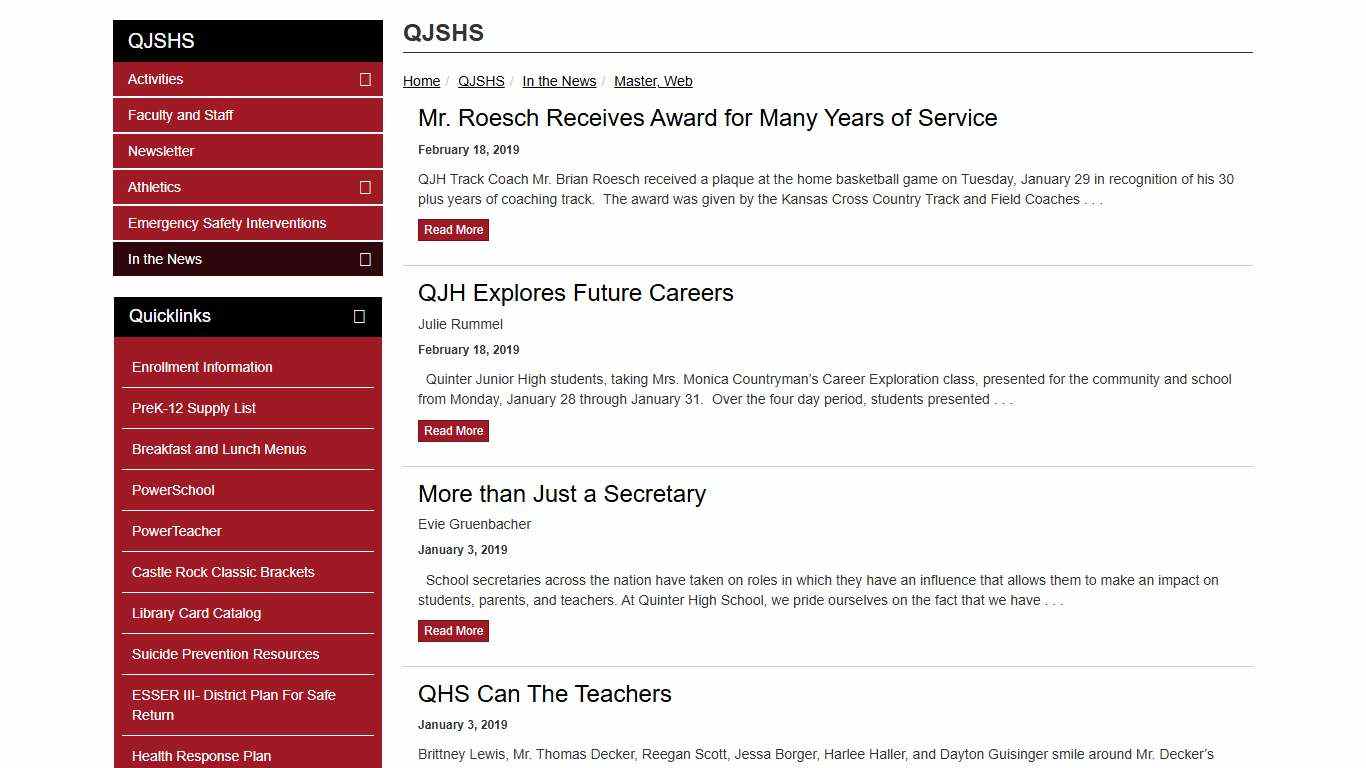 Quinter Schools - QJSHS|In the News>>Master, Web