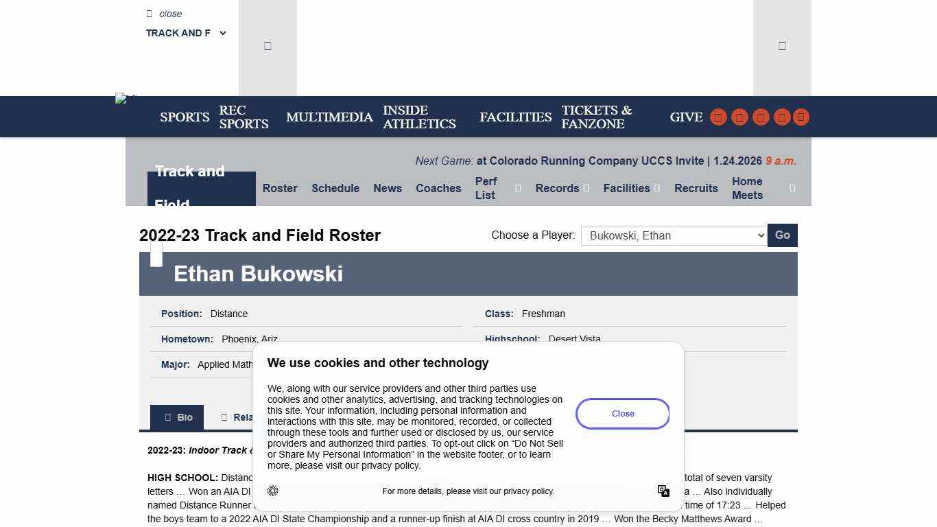 Ethan Bukowski - Track and Field - Colorado School of Mines Athletics