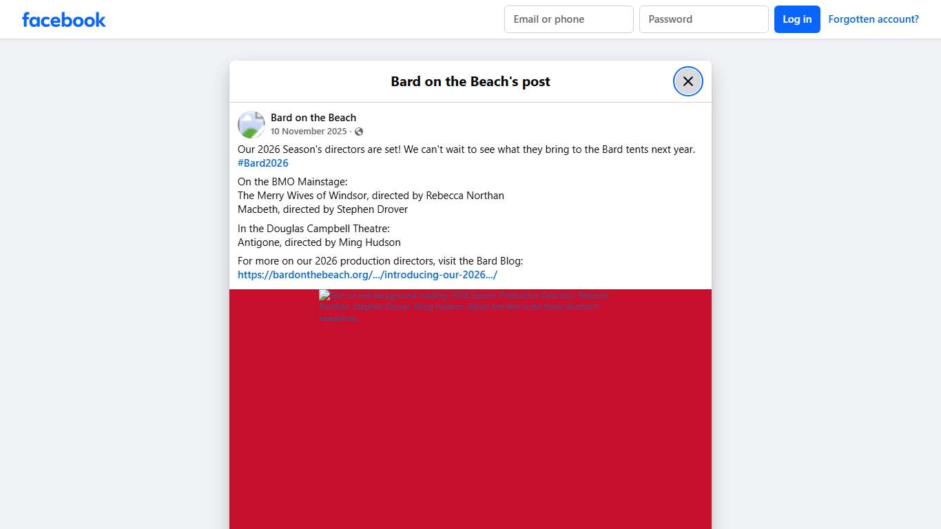 Our 2026 Season's directors are set!... - Bard on the Beach Facebook